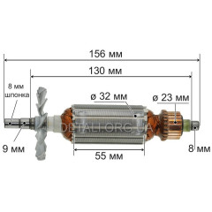 Якорь болгарка Interkrenn EWS-115 SS (156*32 шпонка 8мм)