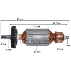 Якорь болгарка Wintech 125 / Зенит ЗУШ-125/950 (154*38 шпонка 8мм)