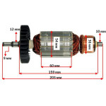 Якір болгарки Makita 9059S /9059 /9057S VJ Parts (203*54 шліц 9мм) аналог 516713-8