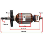 якір дриль Bosch 10mm(5mm) ( 138*35 4-з /ліво)