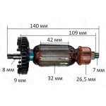 Якір рубанок фиолент 600 W оригінал (140*32 цанга (шків) 8 мм) СТІФ684263005-01І