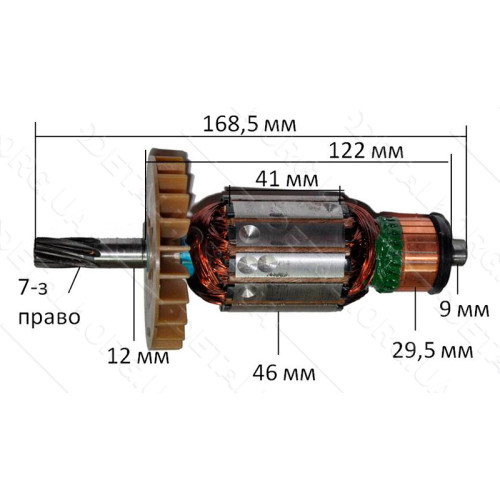 Якорь отбойный молоток Фиолент М1-1200 оригинал (168,5*46 7-з право) ИДФР684263035-01И