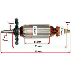 Якір болгарки Maktec 950 (155 * 32 різьблення 7мм) аналог 517408-5 2