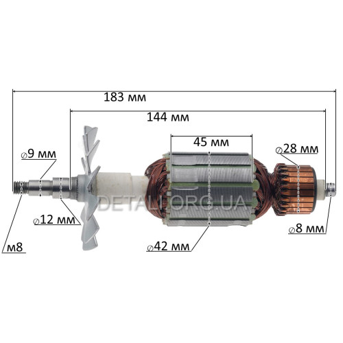 Якорь болгарка 180 кит 42 мм VJ Parts (183*42 резьба 8мм)