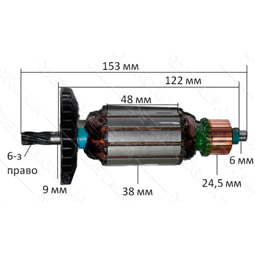 Якорь миксер Фиолент МД1-11Э (153*38 6-з право) оригинал ИДФР684263021И