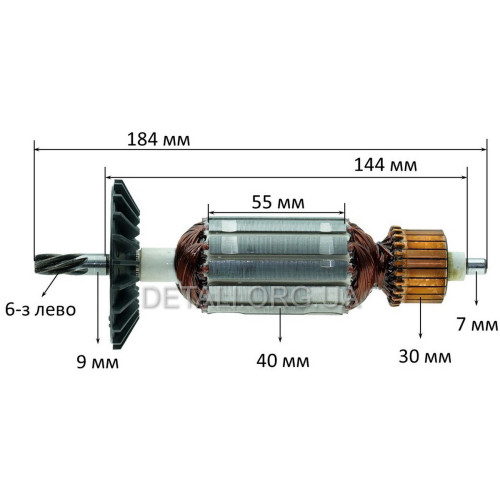 Якорь пила дисковая Bosch GKS 66 CE (184*40 6-з /лево) аналог 1604010339