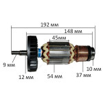 Якорь болгарка Makita 9069 оригинал (516773-0) (192*54 шлиц 9мм)