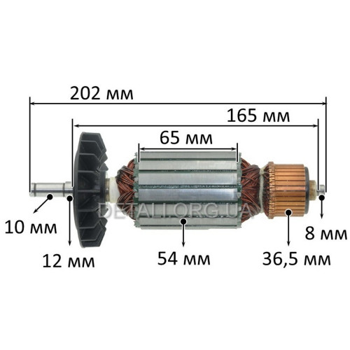 Якір болгарка Einhell 230/4 (202*54 шпонка 10мм)