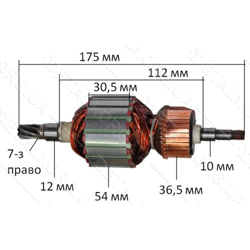 Якір перфоратора Makita HR4500C (175 * 54 7-з /право) аналог 516843-5