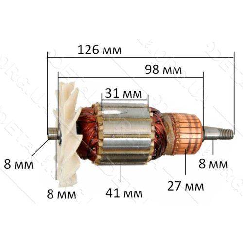 Якорь шлифмашина Stern BS 533x76 (124*41 посадка 8мм)