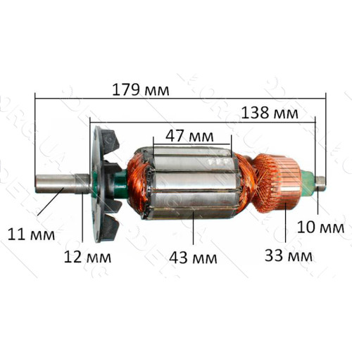 Якорь рубанок Rebir 5709 со шпонкой оригинал (179*43 шпонка 11)