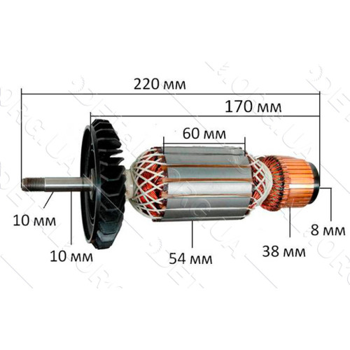 Якір болгарка Bosch GWS 26-230 B (220*54 10мм різьблення) аналог 1604011932
