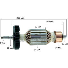 Якорь болгарки Makita GA9030/GA7030 (217*54 резьба 9 мм) аналог 517828-4