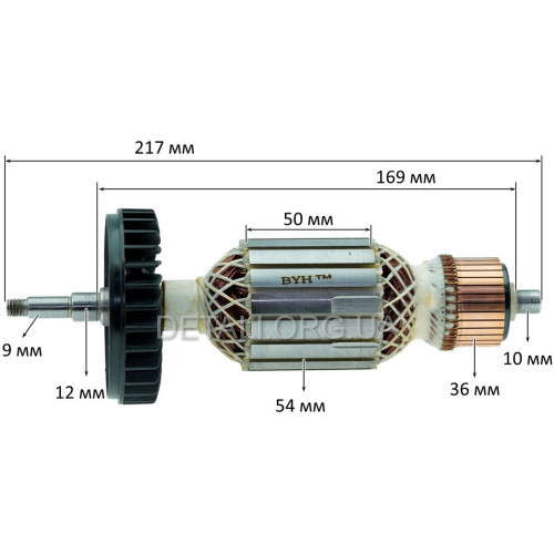 Якорь болгарки Makita GA9030/GA7030 (217*54 резьба 9 мм) аналог 517828-4
