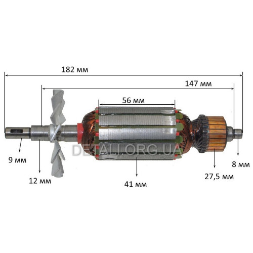 Якорь болгарка 180 кит 41 мм VJ Parts (182*41 шпонка 9мм)