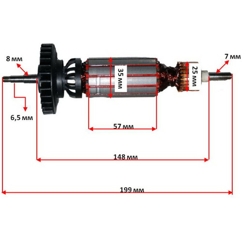 Якорь болгарка DeWalt 125 круг D28136 (199*35 посадка 6.5мм резьба) GUA