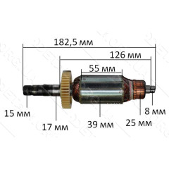 якір фрезер  Ferm 850( 182,5*39 цанга 15)
