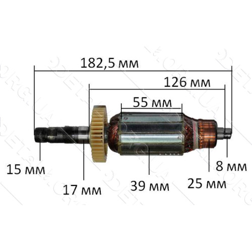 Якорь фрезер Ferm 850 (182,5*39 цанга 15)