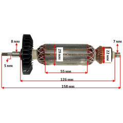 Якір болгарки Makita 9533 (158*29 різьблення 5мм) аналог 517588-8 2