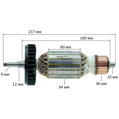 Якорь болгарки Makita GA9040S (217*54 резьба 9 мм) аналог 517833-1