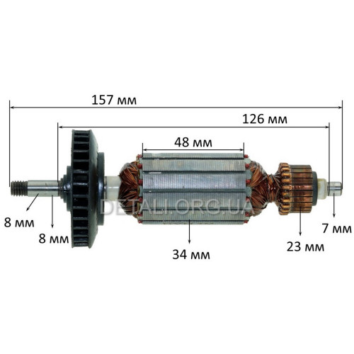 Якорь болгарки Black and decker CD115 (157*34 резьба 8 мм)