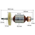 Якорь цепной пилы Wintech 1600 (183,5*45,5 посадка 10мм)