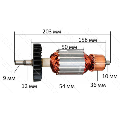 Якір болгарки Makita 9049 (203*54 посадка 9мм) аналог 516708-1