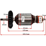 Якорь болгарка Арсенал 230/2400 / Интерскол 230/2600 (225,5*59 шпонка резьба 10мм)