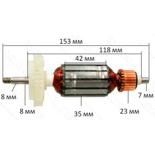 Якір болгарки Bosch PWS 7-115 (153*35 посадка 8 мм) GUA 1-клас 2609000761