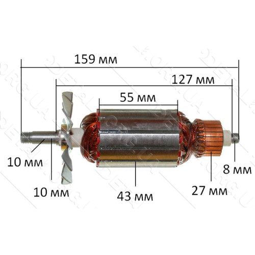 Якорь рубанок Интерскол Р-110-01 (159*43 10мм резьба) 4904020100