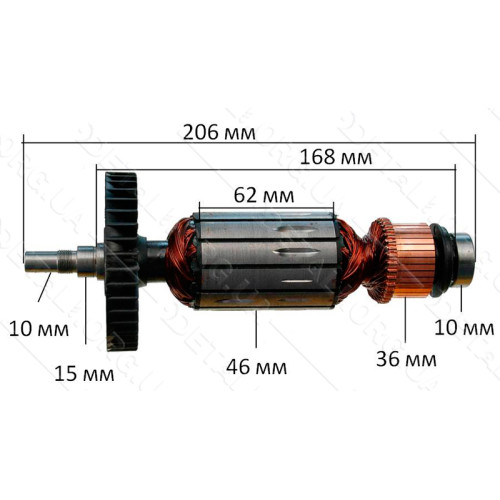 Якорь болгарка Sparky 230 MA-2000 резьба средина оригинал 111845 (206*46 посадка 10мм)
