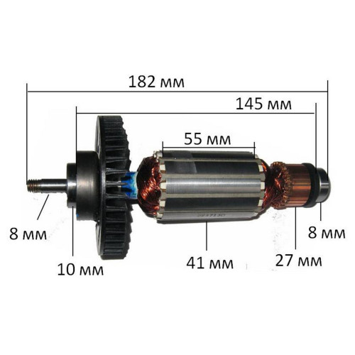 Якорь цепной пилы Makita UC 3520 A оригинал 513713-9 (182*41 резьба 8 мм)