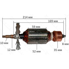якір болгарка Omega 2950 Вт( 214*52 шпонка 10мм)