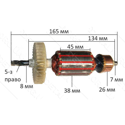 якір дриль 2-х швидкісна Einhel Ferm 1050Вт( 165*38 5-з /право)
