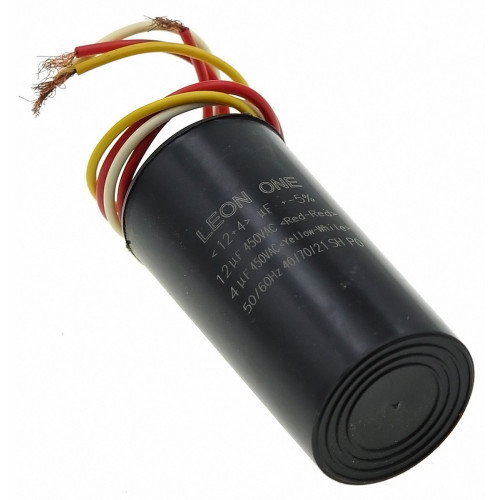 Рабочий конденсатор Leon One 12+4мкф 450V (D40 / H83 мм)