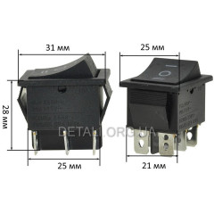 Тумблер 3 положення 6 контактів 25*31 mm 16A