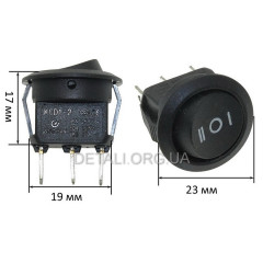 Тумблер круглый 3 положения 3 контакта d23 mm 6A
