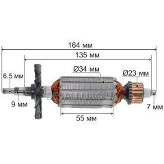 Якорь болгарка Зенит ЗУШ-125/1000 Профи (164*34 шлиц 6.5 мм)
