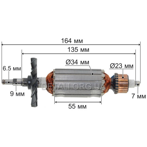 Якір болгарка Зеніт ЗУШ-125/1000 Профі (164*34 шліц 6.5 мм)