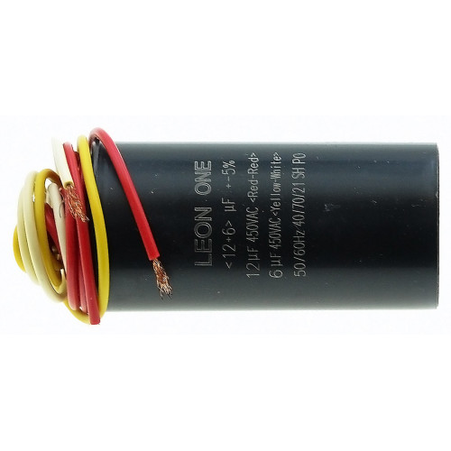 Рабочий конденсатор Leon One 12+6мкф 450V (D40 / H83 мм)