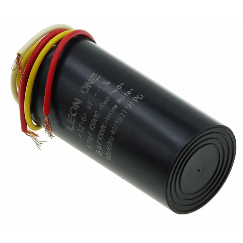Робочий конденсатор Leon One 12+6мкф 450V (D40 / H83 мм)