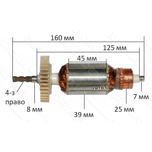 Якір Лобзик Powertec PT 1527 (160 * 39 4-з / право)