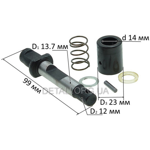 Палець відбійного молотка Powertech у зборі d12*14 L99