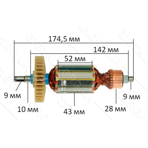 Якорь болгарка Wintech 180 d43 (174,5*43 шпонка 9мм)