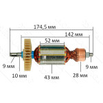 Якорь болгарка Wintech 180 d43 (174,5*43 шпонка 9мм)
