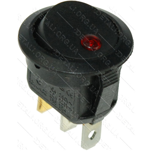 Тумблер круглый 2 положения 3 контакта светодиод d24 mm 6A