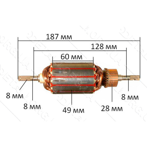 якір триммер Wintech 1000 Темп 1500( 186*48,5 посадка 8мм)