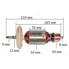 Якір болгарка Rebir LSM 230 / 2350 (210*54 шліц 9мм різьблення)