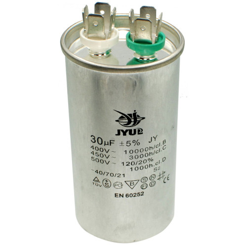Конденсатор JYUL CBB-65 30мкф - 450 VAC алюминий (45*86 mm)