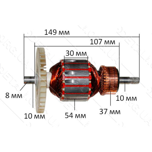 Якорь шлифмашина ленточная Sturm BS8512 / Энергомаш ЛШМ 85120 / Фиолент МШЛ 1-100 (149*54 вн. резьб)
